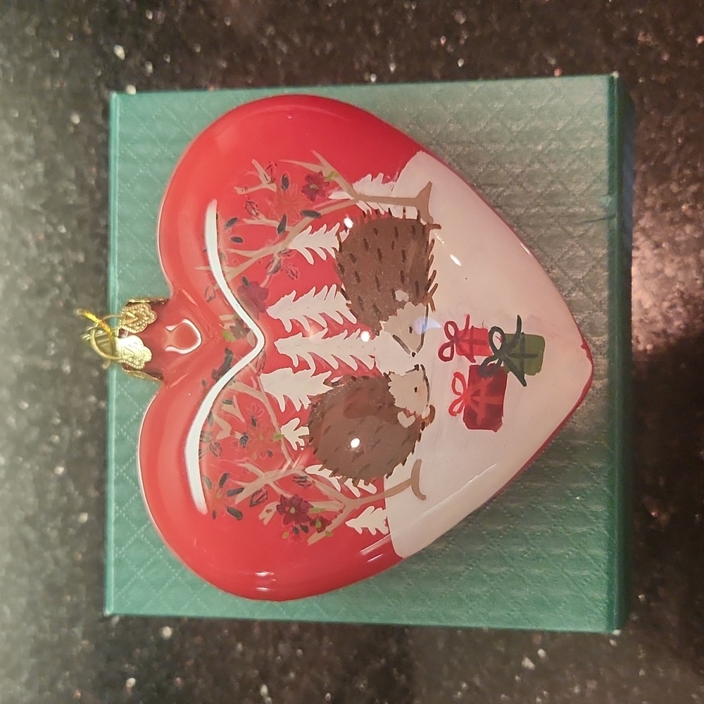 Pier 1 Li Bien heart ornament, hedgehogs, 2017